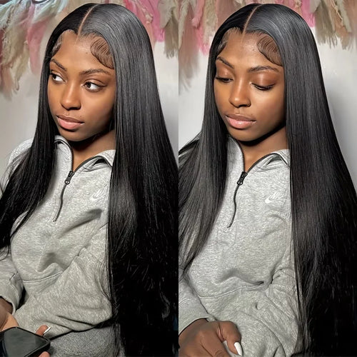 Super Double Drawn Bone Straight Wigs Human Hair 13x4 Pre Cut Lace Front Human Hair Wig Ready To Wear Go Glueless Wig Human Hair